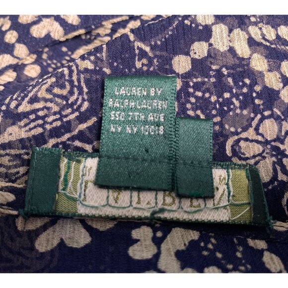 Lauren Ralph Lauren Sheer Floral Maxi Dress Blue & Beige Size 6 100% Silk Button - Picture 11 of 16